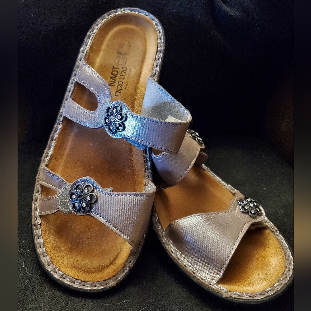 Purple metallic NAOT slip on sandals size 40 only worn around house!